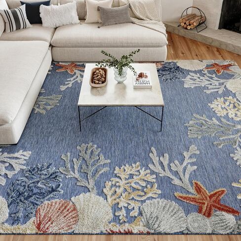 Nourison Home Suncoast Denim Multi 7'10" x 9'10" Area Rug - Easy Clean, Non Shedding, Bed Room, Living Room, Dining Room, Kitchen (8' x 10') in Saudi Arabia