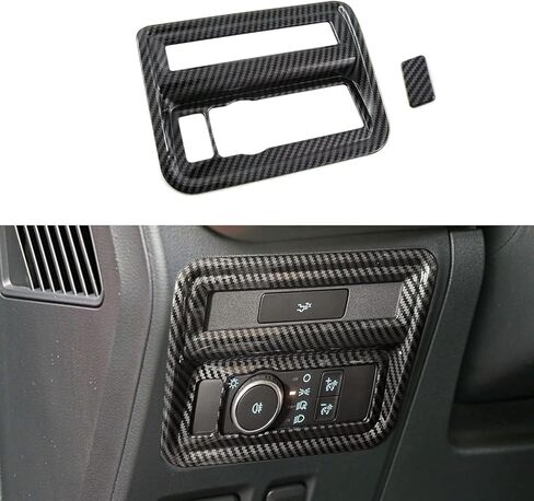 Keptrim for 2021 2022 2023 2024 2025 Ford F-150 ABS Carbon Fiber Side Console Headlight Switch Button Panel Trim, 1pc in Kuwait