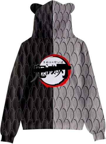 Anime Demon Slayer Iguro Obanai 3D Print Hoodie Sweatshirts Women's Cartoon Long Sleeve Pullover Girls Cat Ears Hooded Sweater, Obanai 170, X-Small in Kuwait