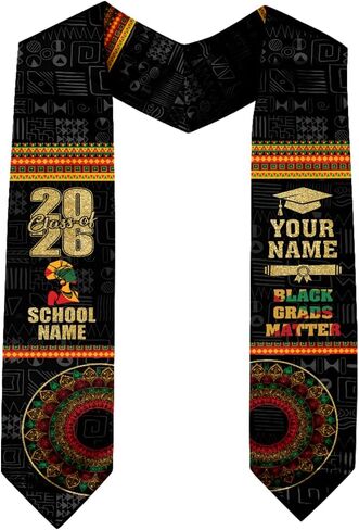 Personalized African American Graduation Sash, Graduation Stole African American, Africa Grad Stole, Class of 2026 in Saudi Arabia