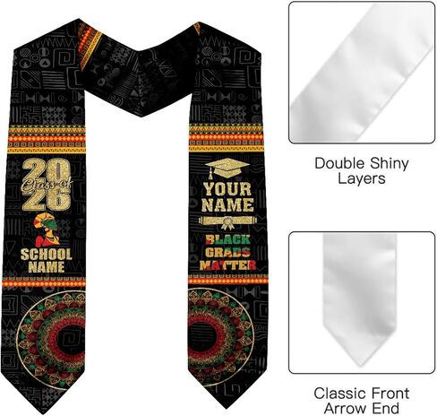 Personalized African American Graduation Sash, Graduation Stole African American, Africa Grad Stole, Class of 2026 in Saudi Arabia
