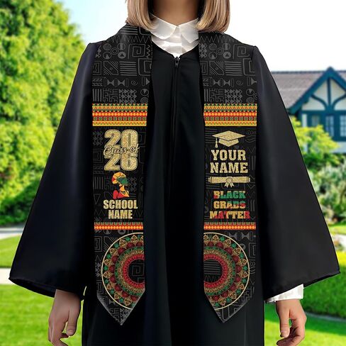 Personalized African American Graduation Sash, Graduation Stole African American, Africa Grad Stole, Class of 2026 in Saudi Arabia