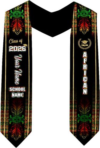 Personalized African American Graduation Sash, Graduation Stole African American, Africa Grad Stole, Class of 2026 in Saudi Arabia