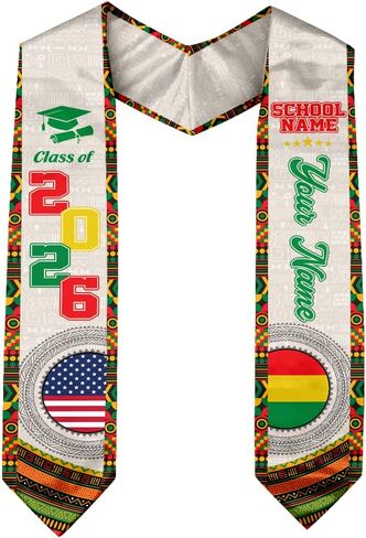 Personalized African American Graduation Sash, Graduation Stole African American, Africa Grad Stole, Class of 2026 in Saudi Arabia