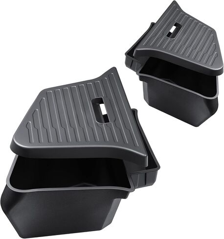 Rear Trunk Side Storage Box for Tesla Model Y Juniper 2025-2026 5-Seater, 2-Piece Black TPE Organizer with Waterproof Lids in Kuwait