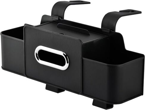 4-in-1 Back Seat Car Organizer with Extra Large Capacity, 2 Cup Holders, Tissue Box Dispenser & Storage Hook for Phone, Snacks, Toys(Black) in Kuwait