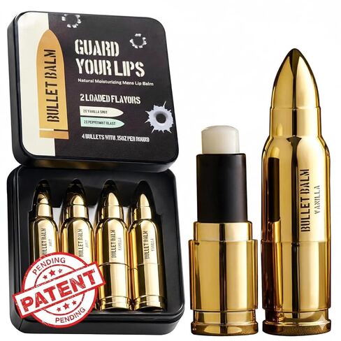 Bullet Lip Balm for Men – 4 Pack (Vanilla & Peppermint) – Cool Gifts for Gun Owners, Unique Gifts for Men, Tactical Gifts for Dad, All-Natural Moisturizing Lip Care in Kuwait