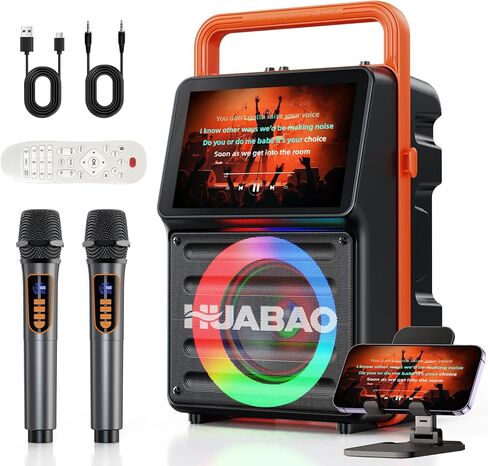Smart Karaoke Machine with Screen and Lyrics Display, Built-in 14" Tablet, Professional Karaoke Speaker with 2 Wireless Microphones for Adults, Bluetooth PA System with WiFi, HDMI and Lights in Saudi Arabia