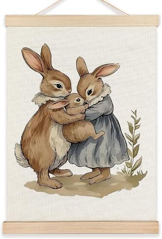 LZYRF Bunny Nursery Wall Art Poster Framed, Rustic Cottagecore Rabbit Kids Decor Family Prints Canvas Prints Wall Decor for Toddler Kids Girls Bedroom Dorm Nursery Playroom, 12x16 Inch in Saudi Arabia
