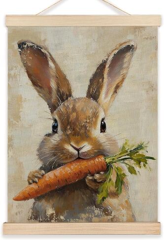 LZYRF Bunny Nursery Wall Art Poster Framed, Rustic Cottagecore Rabbit Kids Decor Family Prints Canvas Prints Wall Decor for Toddler Kids Girls Bedroom Dorm Nursery Playroom, 12x16 Inch in Saudi Arabia