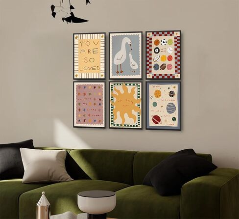 MJVCFWNS 6Pcs Cute Nursery Wall Art Boho Kids Room Inspirational Quotes Painting Picture Wall Decor Sun Star Ball Goose Poster Printing Artwork for Boys Girls Toddler Room Playroom Home Decor in Saudi Arabia