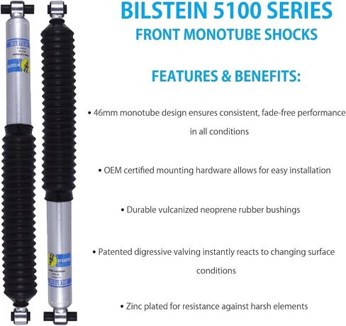 Pair of 5100 Series Front Monotube Shocks fits 2018 2024 Wrangler Rubicon Left Hand Drive Models Only with 0-1.5" Front & Rear Lift - TrendsAuto Decal in Saudi Arabia