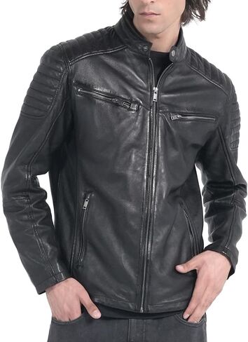 STREGA Men's Quilted Biker Leather Jacket – Moto Style Jacket, Rugged Racer Motorcycle Jacket for Men Premium Fit and Feel. in Saudi Arabia