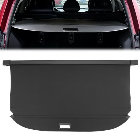 FREEMOTOR802 Rear Cargo Cover, Fits 2007-2016 Jeep Compass & 2007-2017 Jeep Patriot, V2 Black Vinyl + Aluminum Rod Retractable Trunk Cover Luggage Security Privacy Shield Shade Interior Accessories in Kuwait