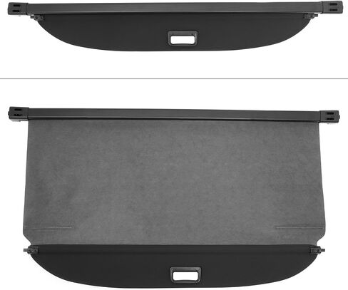FREEMOTOR802 Rear Cargo Cover, Fits 2007-2016 Jeep Compass & 2007-2017 Jeep Patriot, V2 Black Vinyl + Aluminum Rod Retractable Trunk Cover Luggage Security Privacy Shield Shade Interior Accessories in Kuwait
