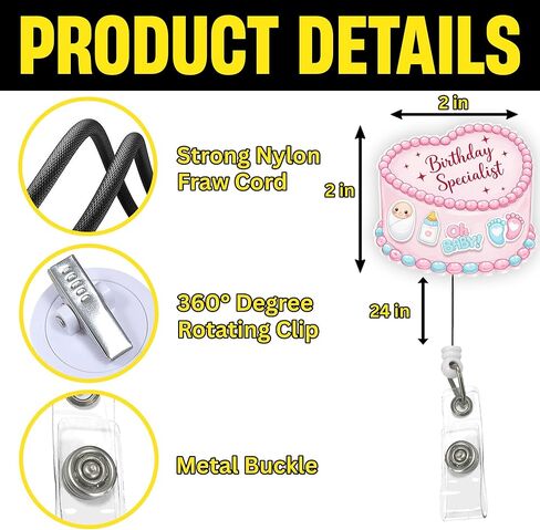 Birthday Specialist Shaker Badge Reel Labor Delivery Nurse ID Holder, Baby Birth Shaker Badge Nurse Badge Reel Funny Ob Nursing Badge Clip LPN CNA RN Medical ID Card Accessories for Work in Kuwait