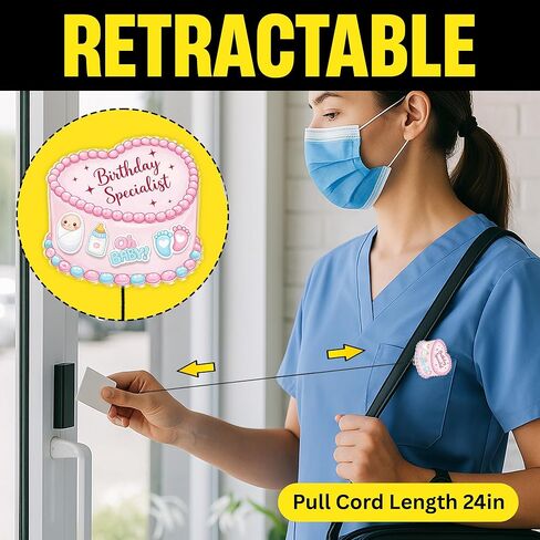 Birthday Specialist Shaker Badge Reel Labor Delivery Nurse ID Holder, Baby Birth Shaker Badge Nurse Badge Reel Funny Ob Nursing Badge Clip LPN CNA RN Medical ID Card Accessories for Work in Kuwait