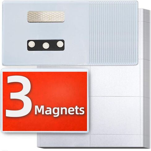 حامل شارة الاسم المغناطيسي بريسمايت 3x4، علامات الاسم المغناطيسية مع إدراجات قابلة للطباعة بالليزر/النافثة للحبر، 100 حزمة in Kuwait