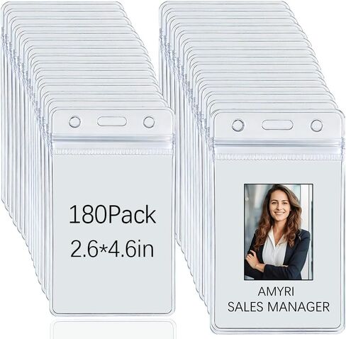 70 Pcs Clear Vertical ID Badge Holder with Zipper -Resealable Plastic Key Card Holder Name Tag Badge Waterproof Protector Sleeve for Office,School,Nurses,Work ID Badge Cover Events & Daily Use in Saudi Arabia