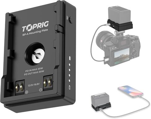 BP-A 30 60 90 110 Battery Adapter Plate with D-TAP/Type-C/USB-A, PD30w with LCD, Compatible with EOSC400, C300 MarkIII, C80, R5C, R5 MarkII, R1, R6 MarkII, RP, R7, R50, Sony, Panasonic, Fuji in Kuwait