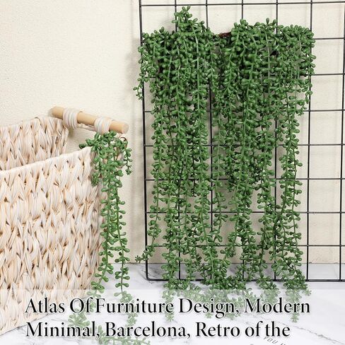 8 Pcs Artificial Succulents Hanging Plants, 27.6 Inch Fake String of Pearls Greenery Plants Fake Succulents Vines for Wall Home Backdrop Garden Indoor Outdoor Decor in Saudi Arabia