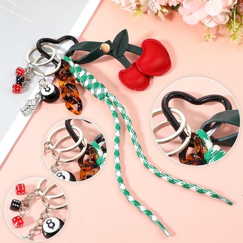 Rope Cherry Bag Charm, Cherry Purse Charms for Handbags, 8 Ball Keychain for Wallets Car Key Backpacks Accessories in Saudi Arabia