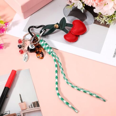 Rope Cherry Bag Charm, Cherry Purse Charms for Handbags, 8 Ball Keychain for Wallets Car Key Backpacks Accessories in Saudi Arabia