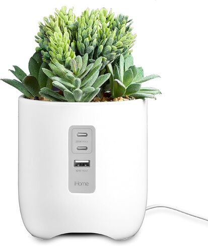 محطة شحن Ihome PowerPlant ، عصاري فو مع محطة شحن USB لجهاز iPhone و Android ، وأكثر - White (IPP45) in Kuwait