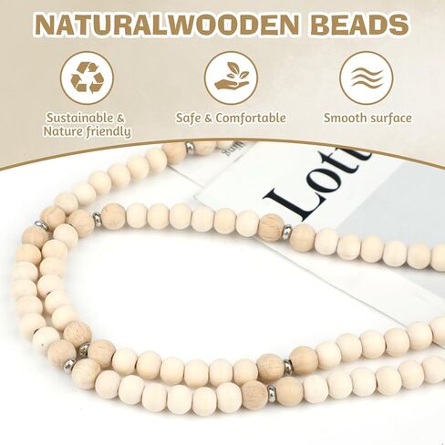 Retractable Teacher Lanyard with Badge Holder & Reelsfor ID Badges & Keys,Cute Natural Wooden Beaded Keychain Lanyard for Women Nurses Office with 2 Waterproof Card Holders in Saudi Arabia