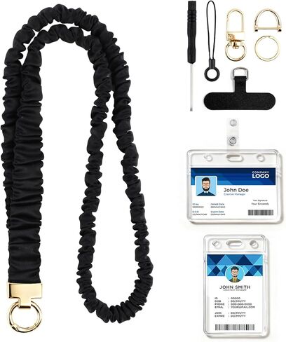 Retractable Teacher Lanyard with Badge Holder & Reelsfor ID Badges & Keys,Cute Natural Wooden Beaded Keychain Lanyard for Women Nurses Office with 2 Waterproof Card Holders in Saudi Arabia