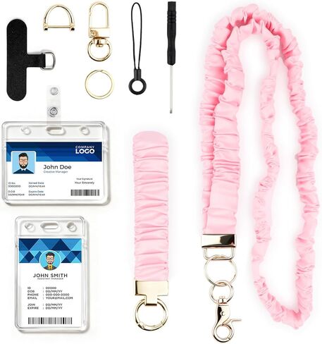 Retractable Teacher Lanyard with Badge Holder & Reelsfor ID Badges & Keys,Cute Natural Wooden Beaded Keychain Lanyard for Women Nurses Office with 2 Waterproof Card Holders in Saudi Arabia