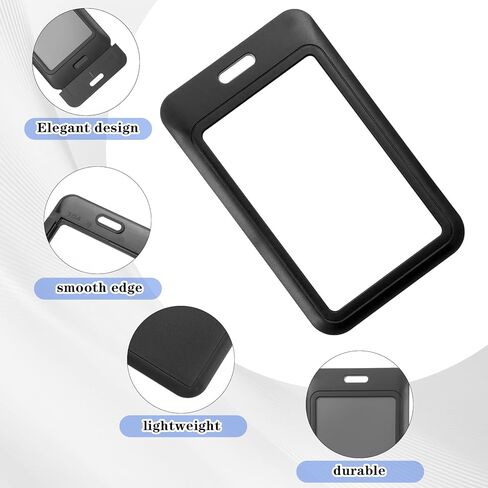 40 Pack Black Hard Plastic ID Badge Holder with Clear Window, Vertical Name Tag Card Holder, Sliding Card Case Protector for ID Credit Cards Proximity Key Cards Passes in Kuwait