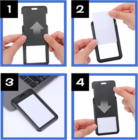 40 Pack Black Hard Plastic ID Badge Holder with Clear Window, Vertical Name Tag Card Holder, Sliding Card Case Protector for ID Credit Cards Proximity Key Cards Passes in Kuwait