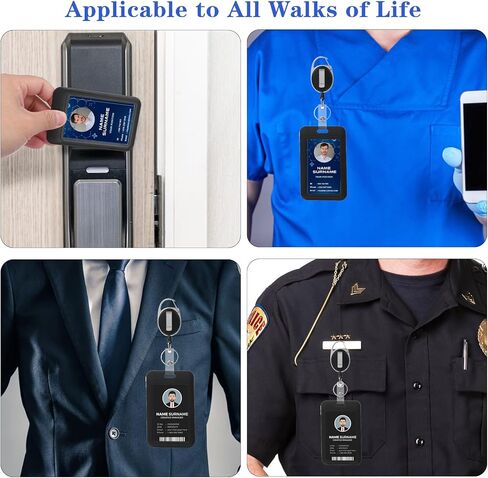 40 Pack Black Hard Plastic ID Badge Holder with Clear Window, Vertical Name Tag Card Holder, Sliding Card Case Protector for ID Credit Cards Proximity Key Cards Passes in Kuwait