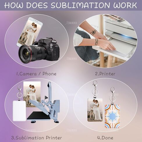 AUEAR, 6 Pack Sublimation Leather Badge Holder Set Work Card ID Sleeves with Keychains for Office (Vertical) in Saudi Arabia
