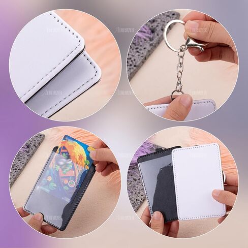 AUEAR, 6 Pack Sublimation Leather Badge Holder Set Work Card ID Sleeves with Keychains for Office (Vertical) in Saudi Arabia