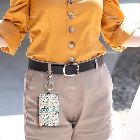 AUEAR, 6 Pack Sublimation Leather Badge Holder Set Work Card ID Sleeves with Keychains for Office (Vertical) in Saudi Arabia
