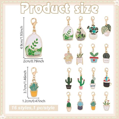 WEBEEDY 16 Styles Potted Plant Badge Reel Charms Cute Enamel Summer Badge Holder Charm with Lobster Claw for ID Card Name Tag Nurses Doctor Teachers Thanksgiving Gift Office Back to School Supplies in Saudi Arabia