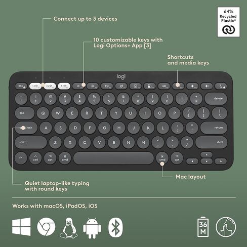 Logitech Pebble 2 Combo for Mac ، لوحة المفاتيح اللاسلكية والماوس ، النحيف ، الهادئ والمحمول ، القابل للتخصيص ، الماوس بلوتوث ، تبديل سهلة ، لماكوس ، iPados - اللون الأبيض اللون (متجدد) in Saudi Arabia
