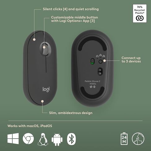 Logitech Pebble 2 Combo for Mac ، لوحة المفاتيح اللاسلكية والماوس ، النحيف ، الهادئ والمحمول ، القابل للتخصيص ، الماوس بلوتوث ، تبديل سهلة ، لماكوس ، iPados - اللون الأبيض اللون (متجدد) in Saudi Arabia