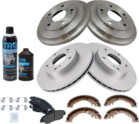 TRQ Front & Rear Brake Pad & Rotor,Shoe & Drum Kit Ceramic Premium G-Coated Compatible with 2006-2011 Honda Civic in Saudi Arabia