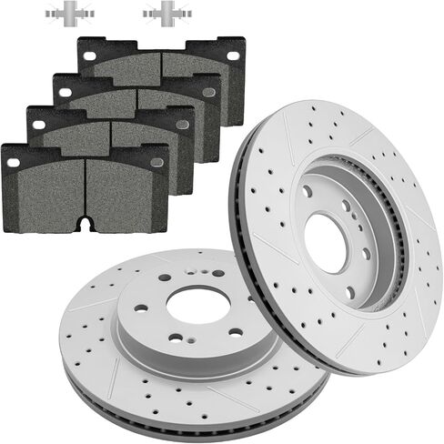 Front Drilled & Slotted Disc Brake Rotors and Ceramic Brake Pads kit for 2019-2022 Chevrolet Silverado 1500, 2021-2024 Suburban, Tahoe, 2021-2023 Cadillac Escalade in Kuwait