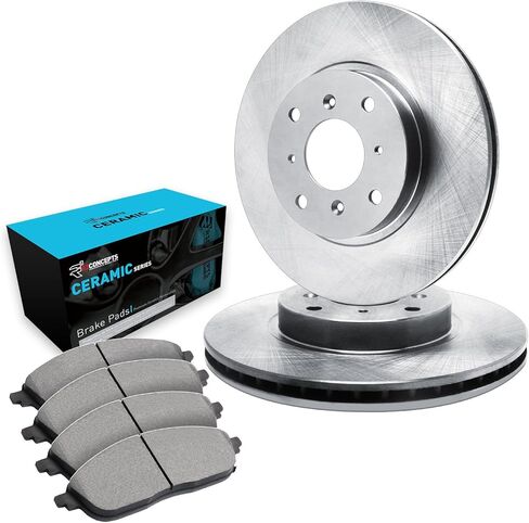 R1 Concepts Front Brakes and Rotors Kit |Front Brake Pads| Brake Rotors and Pads| Ceramic Brake Pads and Rotors|fits 2014-2020 Honda City, Fit in Kuwait
