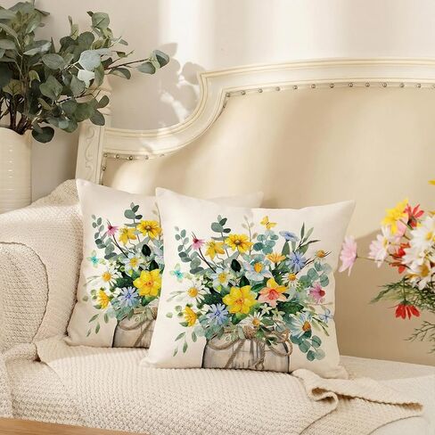 أغطية وسائد زنبركية من AACORS مقاس 18 × 18 مجموعة من 2، غطاء وسادة موسمي لمنزل المزرعة للأريكة وغرفة النوم وغرفة المعيشة AA797-18-2 in Kuwait