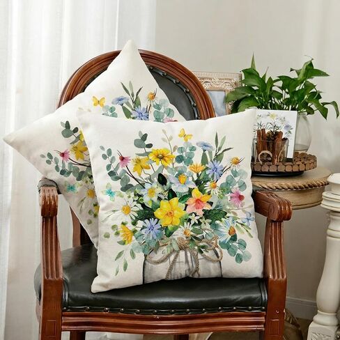 أغطية وسائد زنبركية من AACORS مقاس 18 × 18 مجموعة من 2، غطاء وسادة موسمي لمنزل المزرعة للأريكة وغرفة النوم وغرفة المعيشة AA797-18-2 in Kuwait