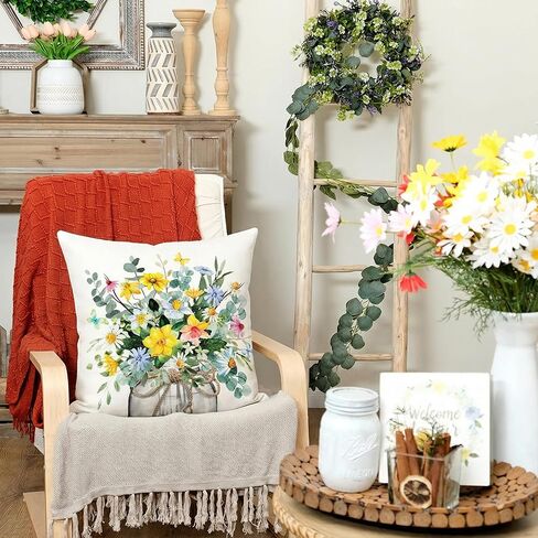 أغطية وسائد زنبركية من AACORS مقاس 18 × 18 مجموعة من 2، غطاء وسادة موسمي لمنزل المزرعة للأريكة وغرفة النوم وغرفة المعيشة AA797-18-2 in Kuwait