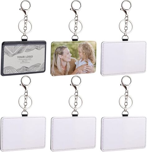 AUEAR, 6 Pack Sublimation Leather Badge Holder Set Work Card ID Sleeves with Keychains for Office (Vertical) in Saudi Arabia