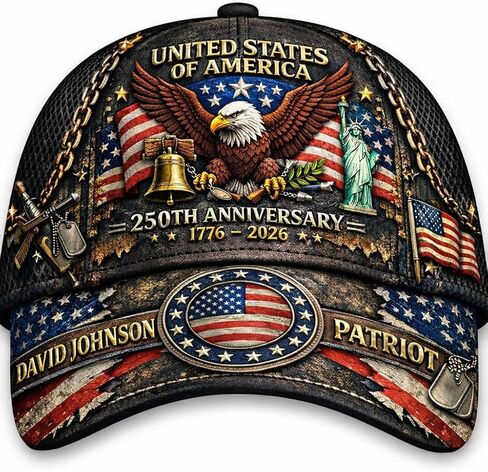 250th Anniversary USA Hat - Custom United States 250th Anniversary Hat 3D Printed Baseball Cap in Kuwait