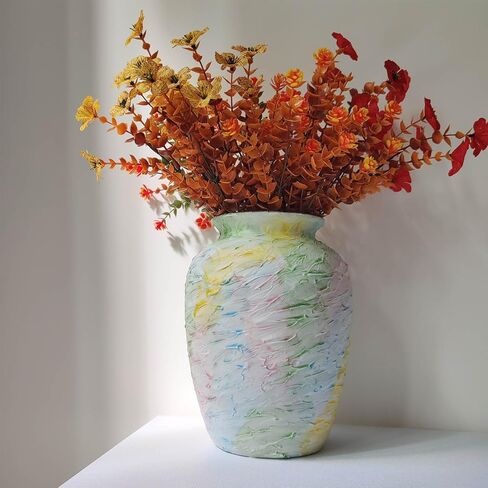 Colorful Decorative Painted Vase - 8.6" Pastel Dopamine Ceramic Flower Vase Home Centerpieces Decor, Unique Vintage Aesthetic Vases for Woman Dresser,Bedroom,Living/Dining Room,Entryway in Saudi Arabia