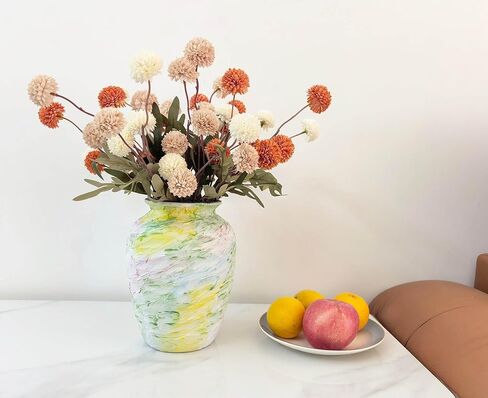 Colorful Decorative Painted Vase - 8.6" Pastel Dopamine Ceramic Flower Vase Home Centerpieces Decor, Unique Vintage Aesthetic Vases for Woman Dresser,Bedroom,Living/Dining Room,Entryway in Saudi Arabia
